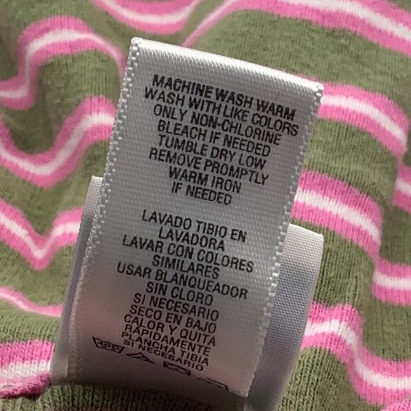 Little Me Bodysuit Baby Girl Size 18M Green & Pink Striped Long Sleeve Crew Neck - Picture 5 of 9